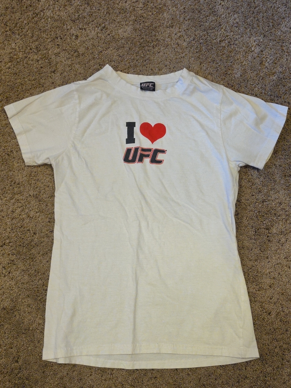UFC White Tee with Red Heart Logo